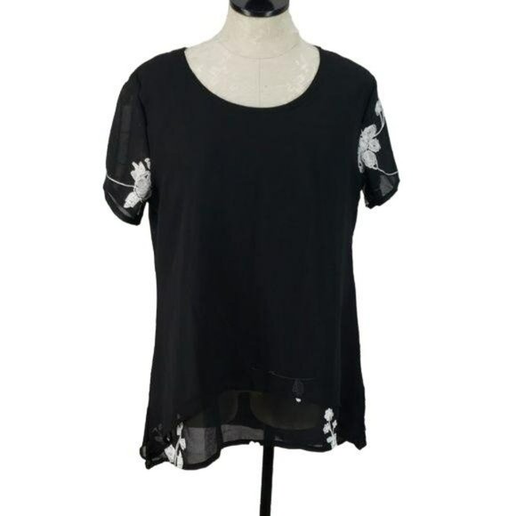 Cat Chinese Black & Floral‎ 1X Blouse - Picture 1 of 7